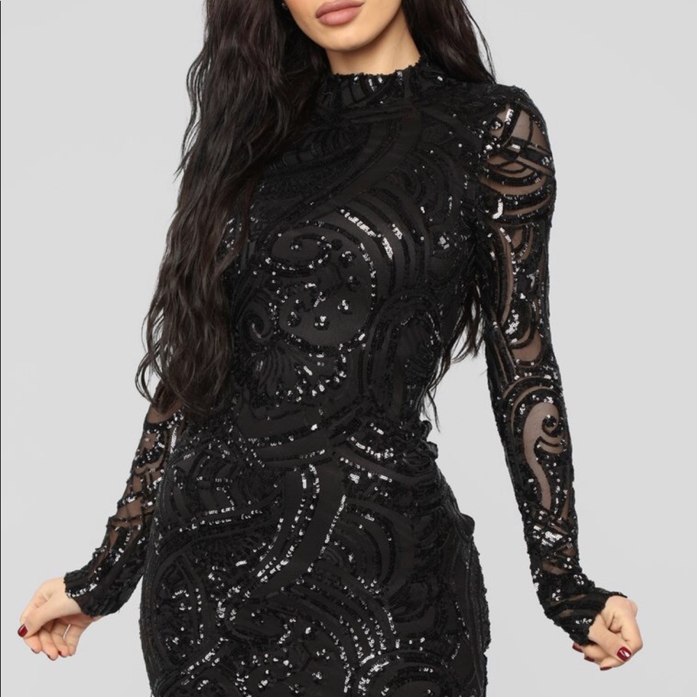 Black Sequin Wildest Dreams Sequin Dress